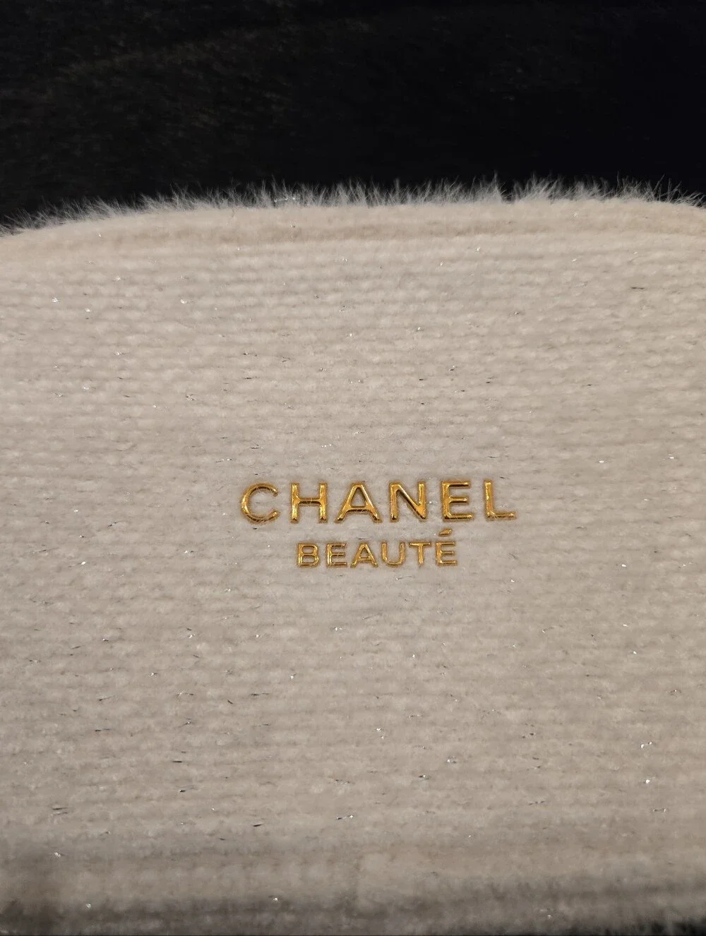 CHANEL Beauté Beige Fabric Makeup Bag Cosmetic Pouch With Zipper